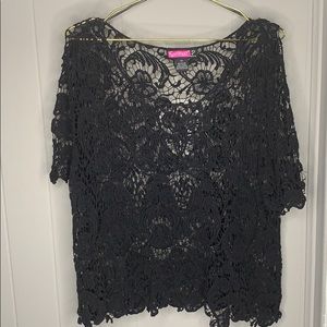 Lace seethrough black top